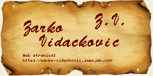 Žarko Vidačković vizit kartica
